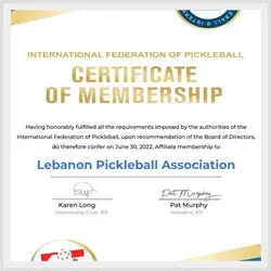 Lebanon Pickleball Association - Miembro IFP | Sitio Oficial FPP.org.es
